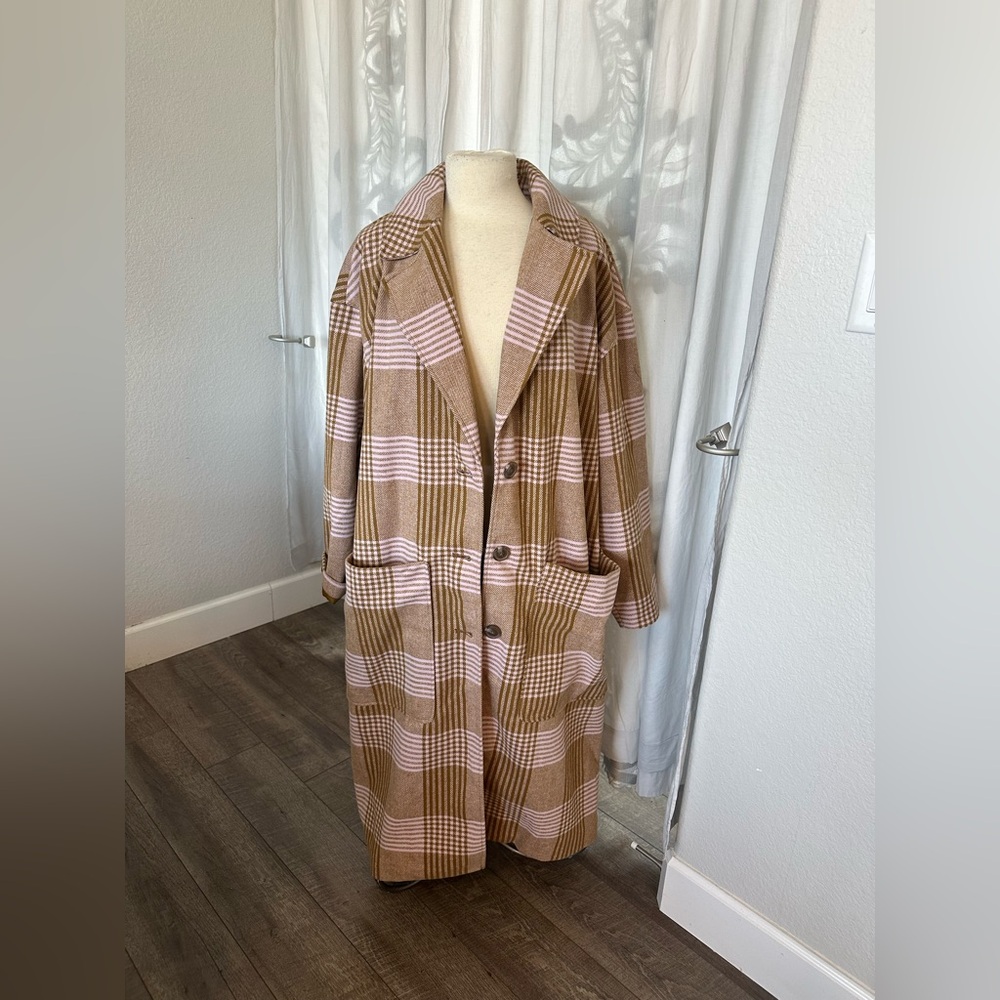 Plaid trench long overcoat A New Day XXL
pink and tan - Picture 3 of 7
